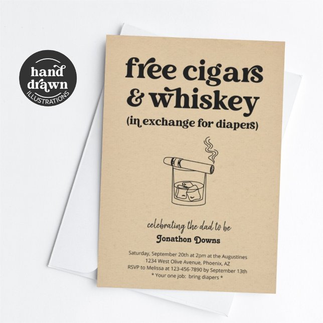 Invitation Fête du cigare, du whisky et des couches - Humour  (Créateur téléchargé)