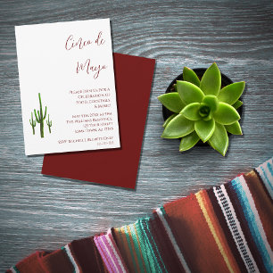 Invitation Fête du Cinco de Mayo avec cactus saguaro