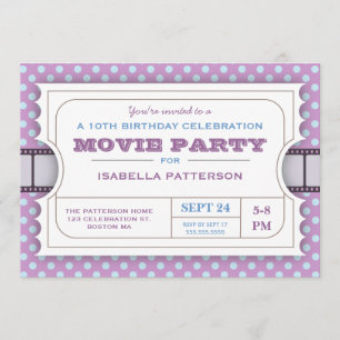 Invitation Fête du cinéma Billet d'entrée fête d'anniversaire
