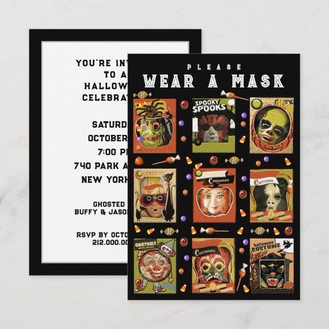 Invitation Fête du costume d'Halloween (Devant / Derrière)