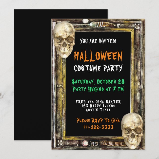 Invitation Fête du costume d'Halloween (Devant / Derrière)