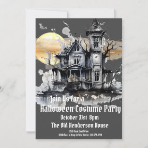 Invitation Fête du costume d'Halloween, Maison hantée
