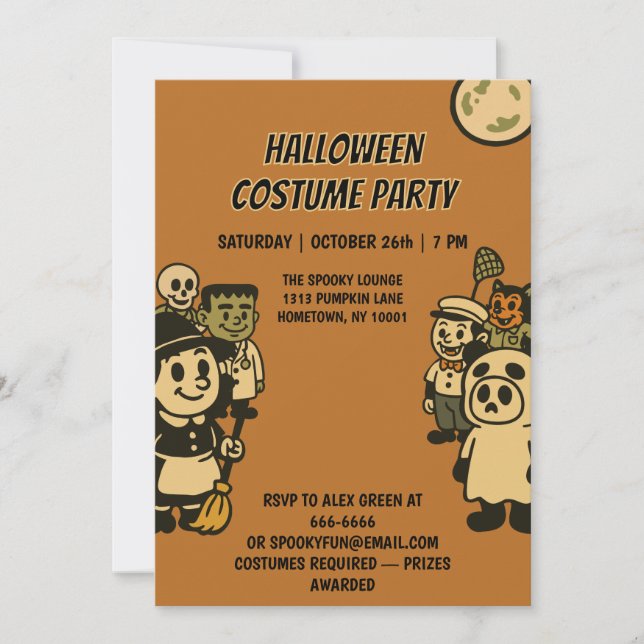 Invitation Fête du costume d'Halloween monstre ironique (Devant)
