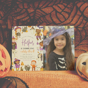 Invitation Fête du costume Fille Halloween fête d'anniversair
