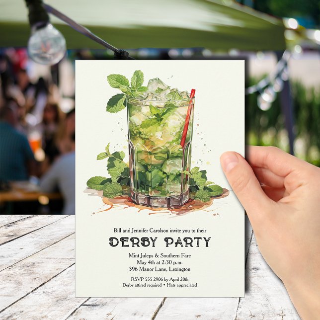 Invitation Fête du Derby au Mint Julep (Mint Julep Derby Party Invitations - PRINTED and/or INSTANT DOWNLOAD)