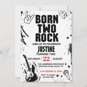 Invitation Fête du deuxième anniversaire Nés pour Rock