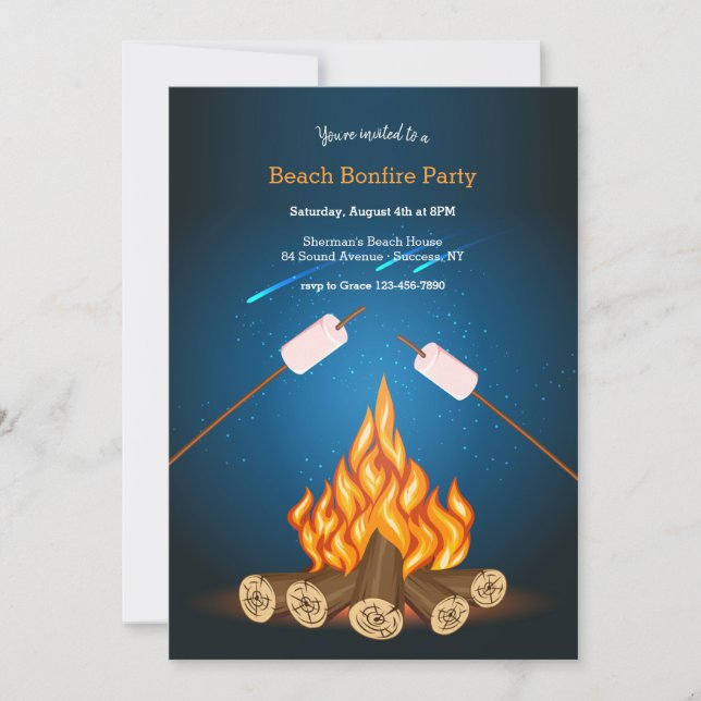Invitation Fête du feu de plage (Devant)