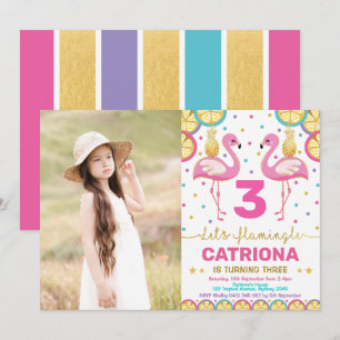 Invitation Fête du Flamant rose coloré Fête tropicale Luau An