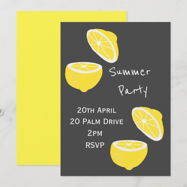 Invitation Fête du jardin de pique-nique au citron d'été (Devant / Derrière)