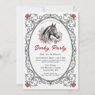 Invitation Fête du Kentucky Derby avec des Rouleaux Ornés et