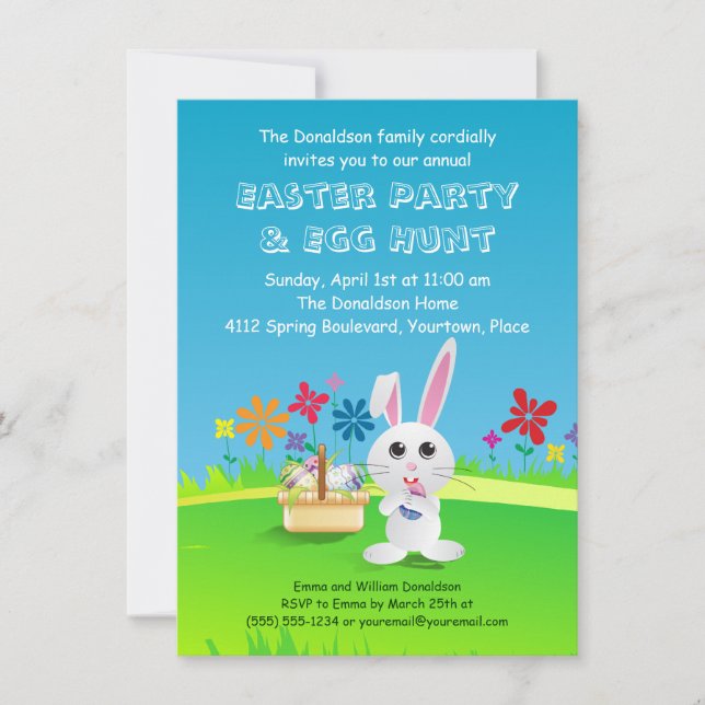 Invitation Fête du lapin de Pâques (Devant)