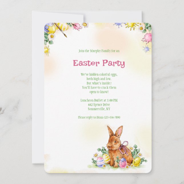 Invitation Fête du Lapin de Pâques marron (Devant)