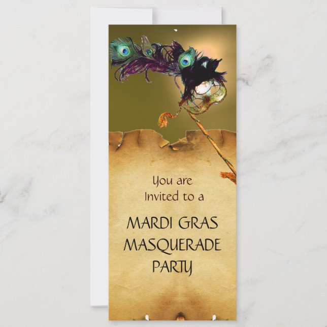 Invitation FÊTE DU MARDI GRAS EN MASQUE, Jaune Orange (Devant)