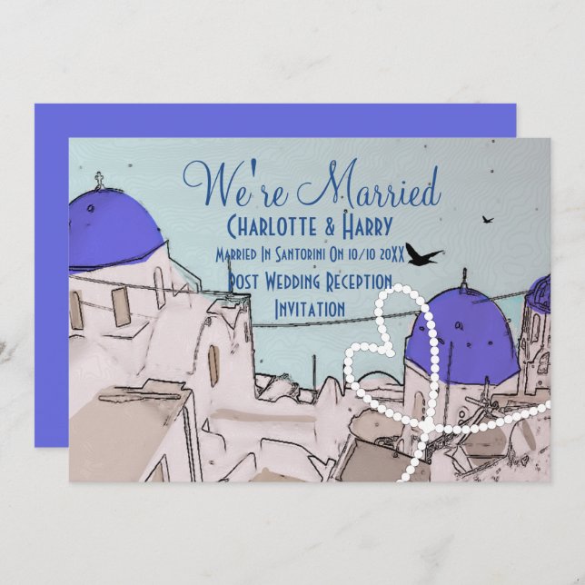 Invitation Fête du Mariage de la Poste de Santorin (Devant / Derrière)