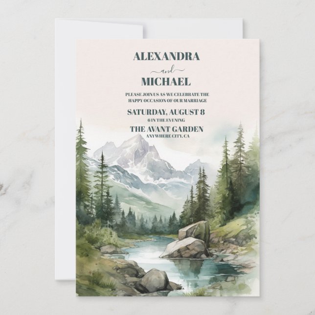 Invitation Fête du mariage de montagne (Devant)