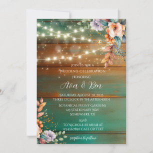 Invitation Fête du Mariage en cuivre turquoise