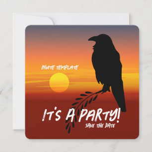 Invitation Fête du Merle Noir Coucher de soleil Corbeau