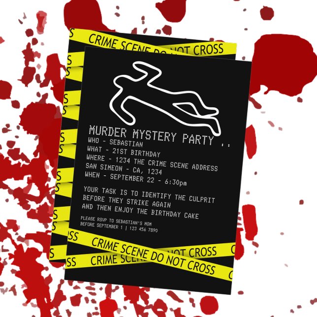 Invitation Fête du mystère du meurtre (Murder Mystery Party Invitation from Ricaso. Ideal for birthdays, Halloween, Police themed events)