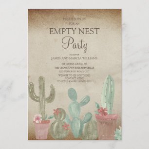 Invitation Fête du nid vide Cactus Rustique