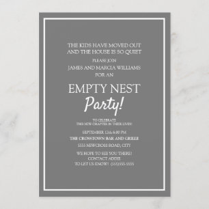 Invitation Fête du nid vide gris blanc moderne