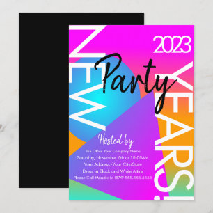 Invitation Fête du Nouvel An 2023 Formes Néon Dégradé