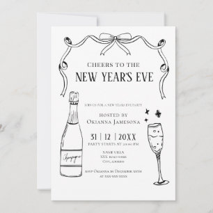 Invitation Fête du Nouvel An au Champagne à l'aquarelle