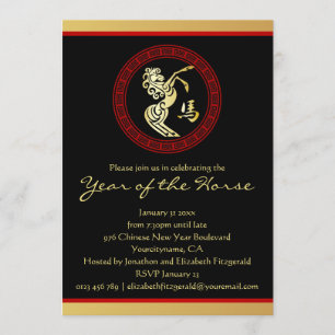 Invitation Fête du Nouvel An chinois de l'année du Cheval GR