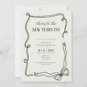 Invitation Fête du Nouvel An Coquette Dessinée à la Main Fant