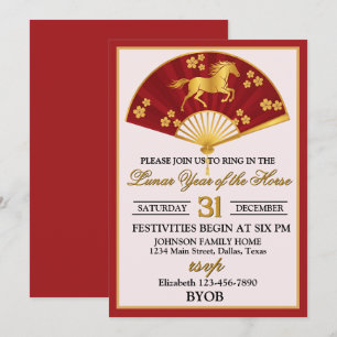 Invitation Fête du Nouvel An de l'année lunaire du Cheval