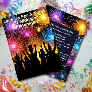 Invitation Fête du Nouvel An de Minuit Shenanigans