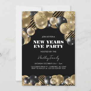 Invitation Fête du Nouvel An élégante et moderne en or