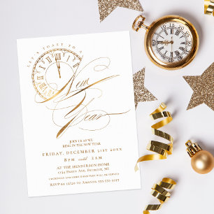 Invitation Fête du Nouvel An élégante et moderne en or