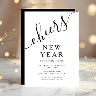Invitation Fête du Nouvel An en écriture élégante