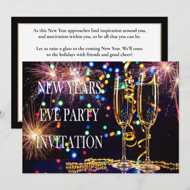 Invitation Fête du Nouvel An Festif (Devant / Derrière)