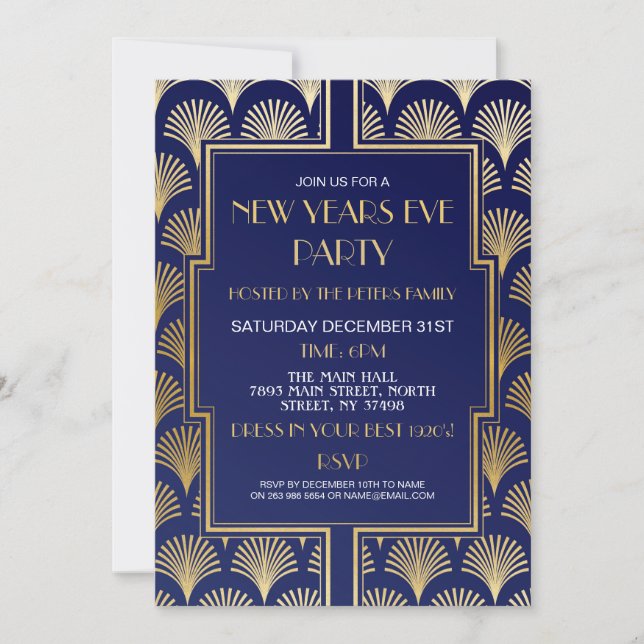 Invitation Fête du Nouvel An Gatsby des années 1920 éventail  (Devant)