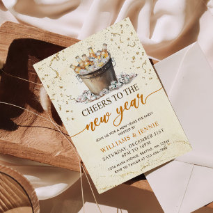Invitation Fête du Nouvel An Gold Cheers 