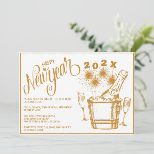 Invitation Fête du Nouvel An Sparkler et Champagne (n'importe