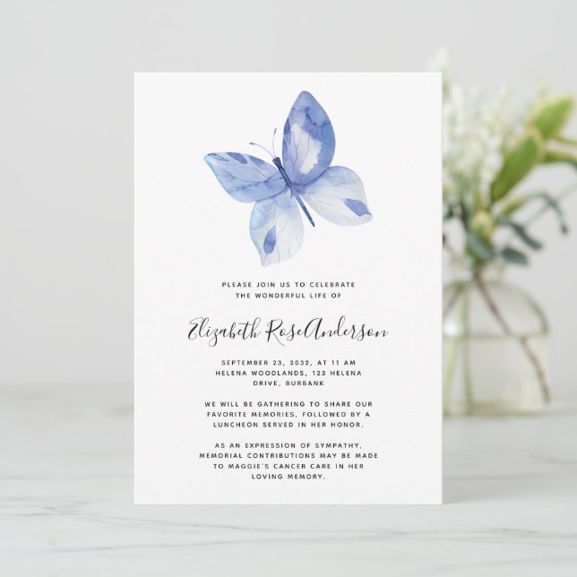 Invitation Fête du papillon d'aquarelle de la vie (Debout devant)