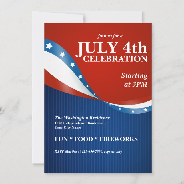 Invitation Fête du parti 4 juillet patriotique (Devant)