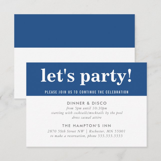 Invitation FÊTE DU PARTI INFO moderne hardi garçon bleu marin (Devant / Derrière)
