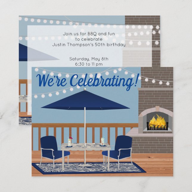 Invitation Fête du Patio extérieur (Devant / Derrière)