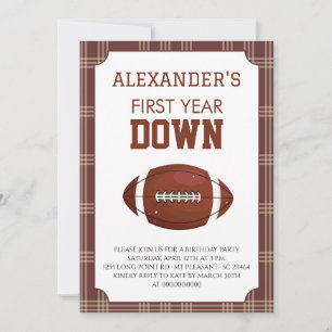 Invitation Fête du premier anniversaire de Football Gingham