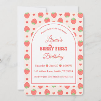 Invitation Fête du premier anniversaire de Strawberry Berry F