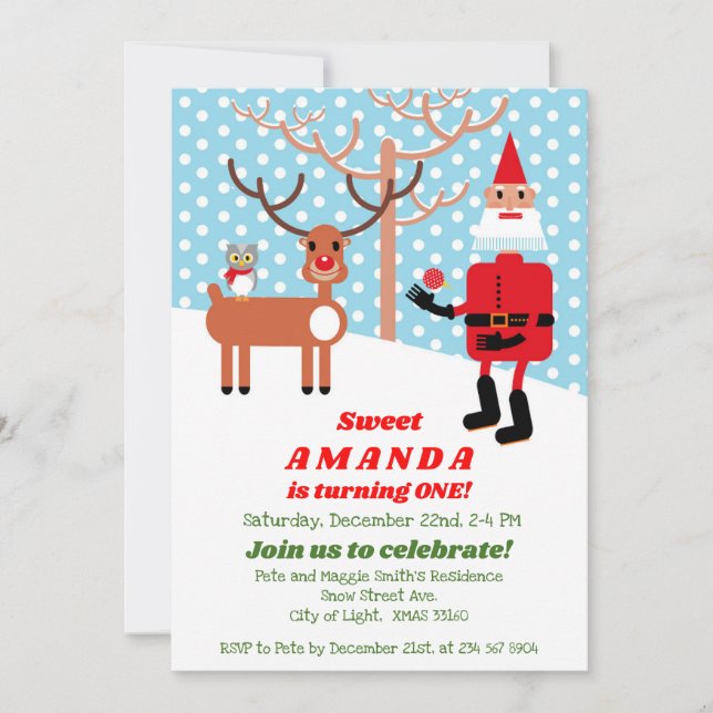 Invitation Fête du premier anniversaire du Père Noël et du Ru (Devant)