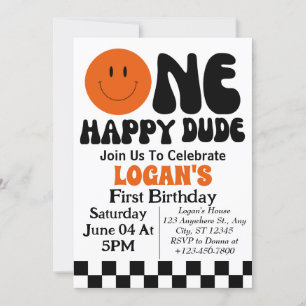 Invitation Fête du premier anniversaire d'un garçon heureux