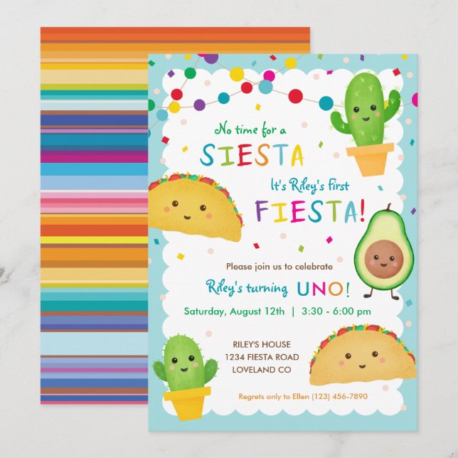 Invitation Fête du premier garçon - pas de temps pour la sies (Devant / Derrière)