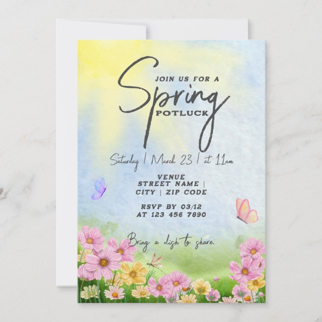 Invitation Fête du printemps entre amis grillades et soirée c (Devant)