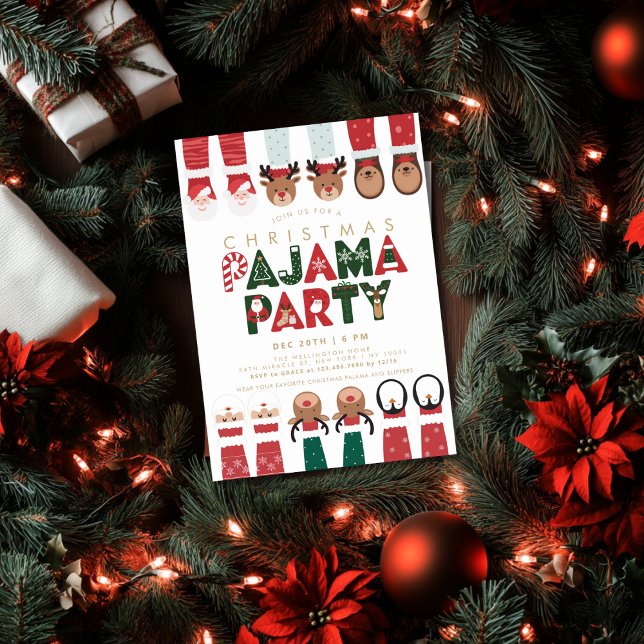 Invitation Fête du pyjama de Noël Fête des enfants (Créateur téléchargé)