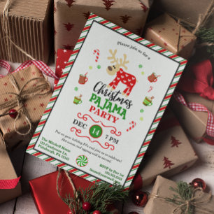 Invitation Fête du pyjama de Noël Rindeer