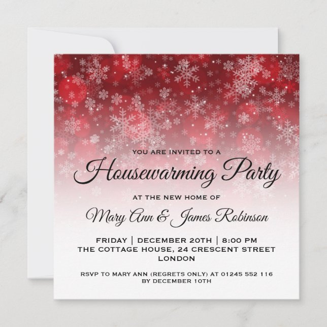 Invitation Fête du réchauffement de la maison Rouge Fête Étin (Devant)